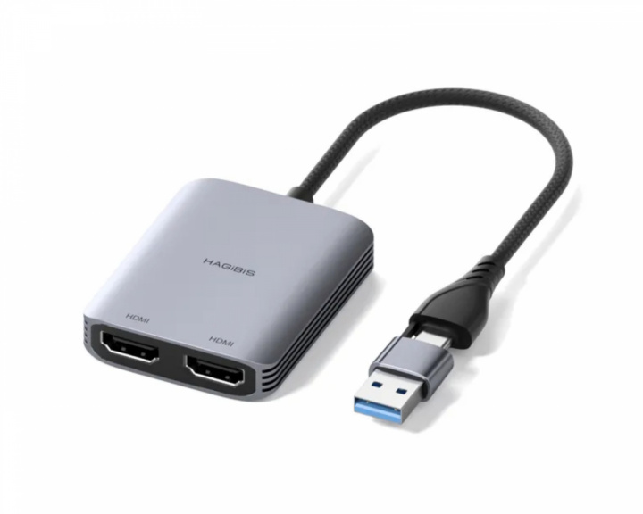  USB 3.0 eller USB-C til dobbelt HDMI-adapter