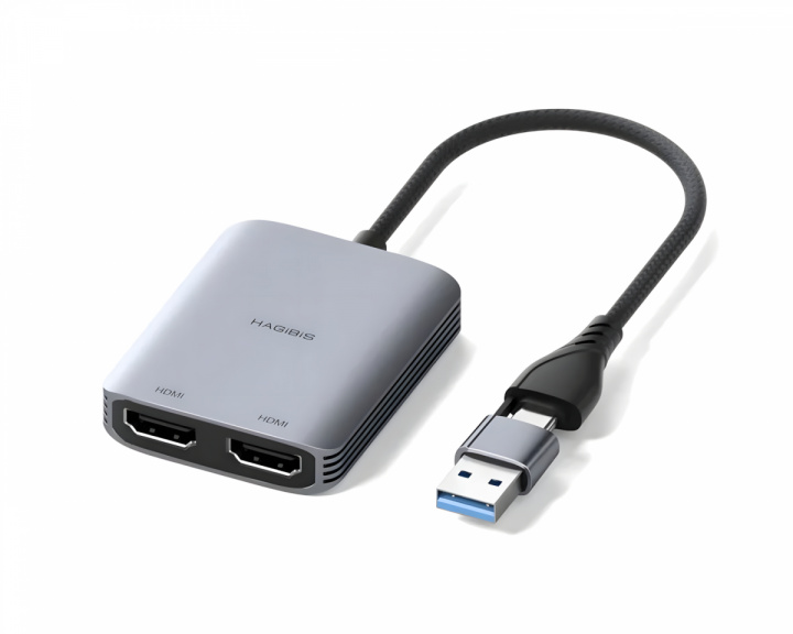 Hagibis USB 3.0 eller USB-C til dobbelt HDMI-adapter