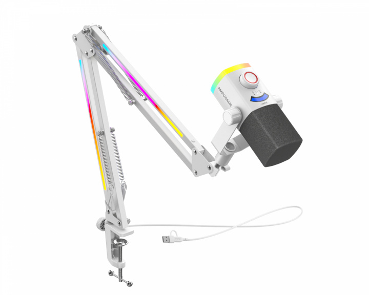  AmpliGame AM8PROT Mikrofon med bomarm - Hvid