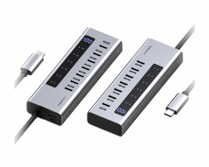  USB-C-hub med ladestation og LED-skærm