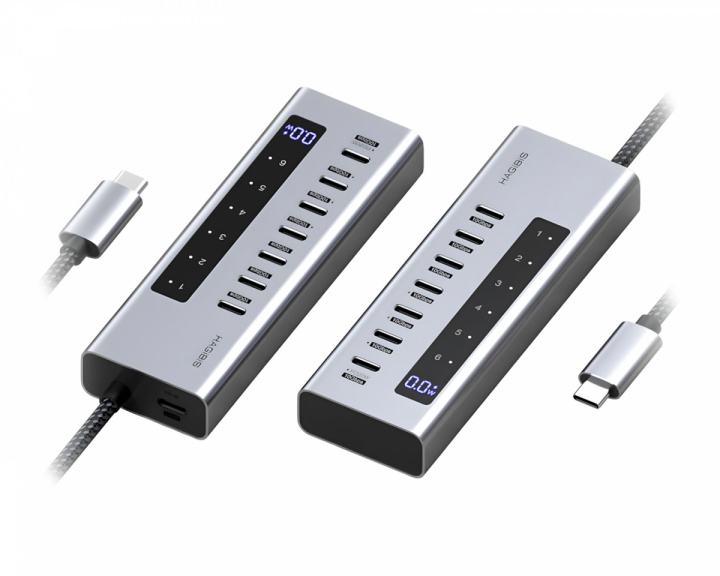 Hagibis USB-C-hub med Ladestation og LED-skærm