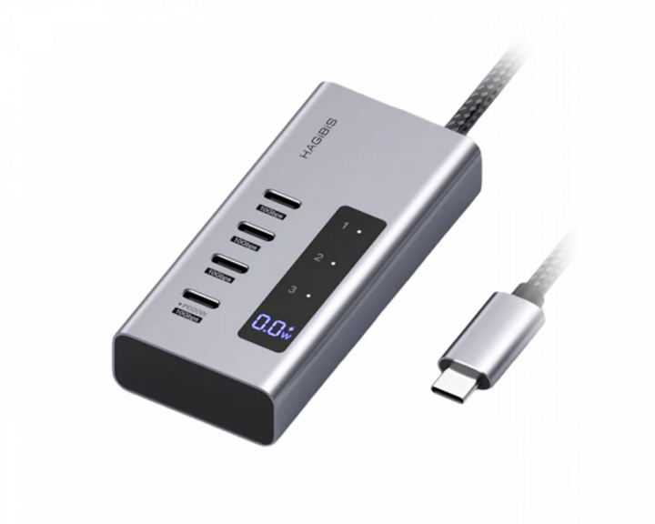 Hagibis USB-C-hub med Ladestation og LED-skærm