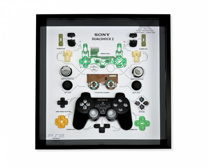  Retro Art Sony PS2 Dual Shock 2 Controller Display - Sort
