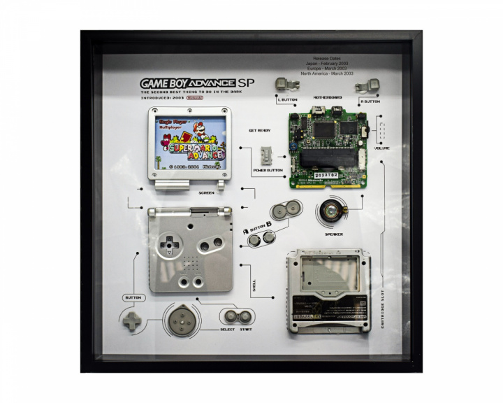  Retro Art Nintendo Gameboy SP Konsol Display - Sølv