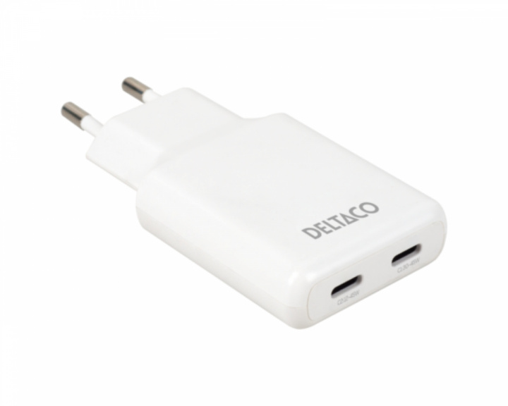  45W 2x USB-C Vægoplader - Slim White