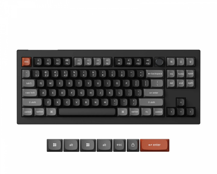  V3 Ultra 8K Hotswap Knob Trådløst ISO Tastatur - Sort [Silk POM Red]