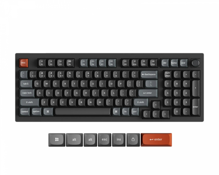  V5 Ultra 8K Hotswap Knob Trådløst ISO Tastatur - Sort [Silk POM Red]