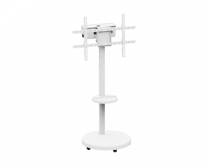  Heavy-Duty TV‑gulvstativ med mediehylde - Hvid