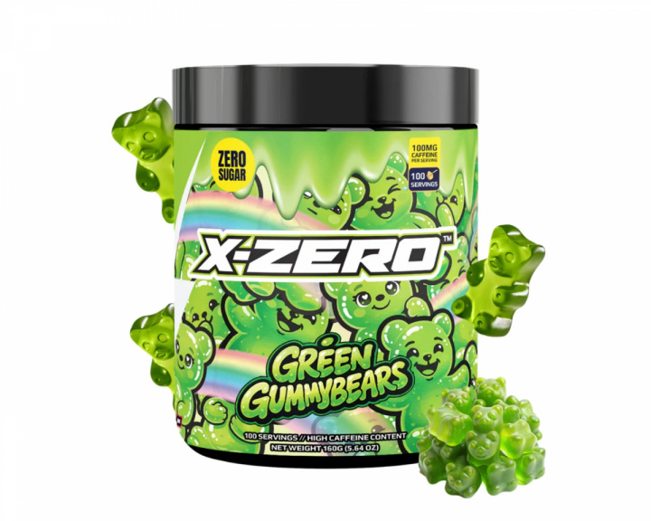 X-Gamer X-Zero Green Gummy Bears - 100 Portioner