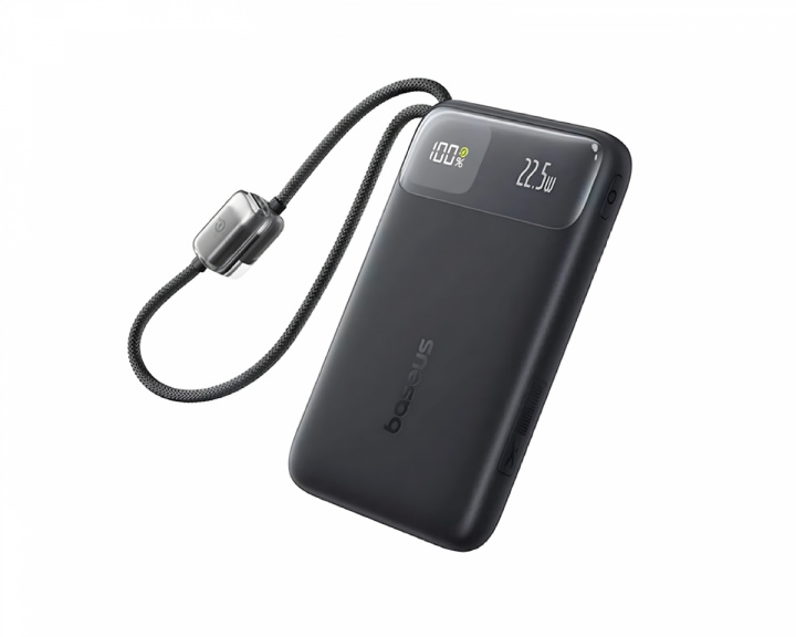  EnerFill FC11 Digital Display Power Bank med Dual Cable 22.5W 10000mAh - Cosmic Black