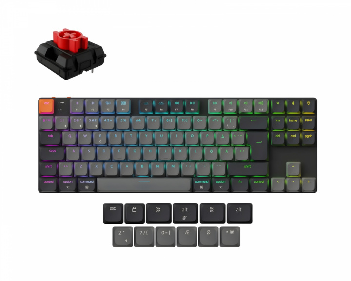  K1v6 Low Profile QMK Trådløst Tastatur [Gateron Red] - Lysegrå