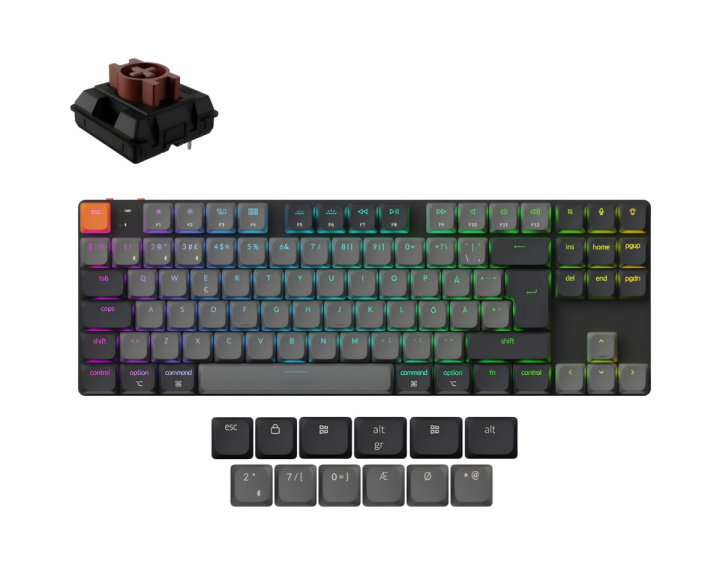  K1v6 Low Profile QMK Trådløst Tastatur [Gateron Brown] - Lysegrå