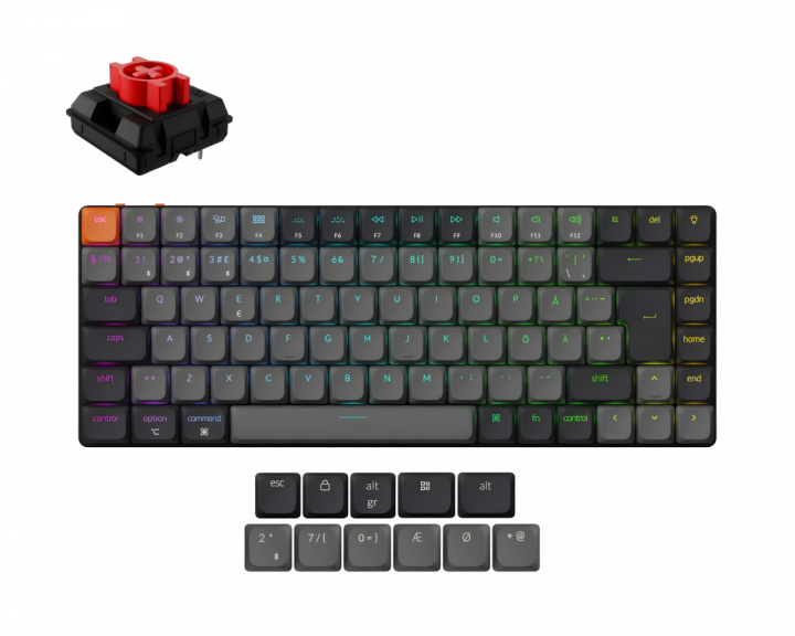  K3v3 Low Profile QMK Trådløst Tastatur [Gateron Red] - Lysegrå