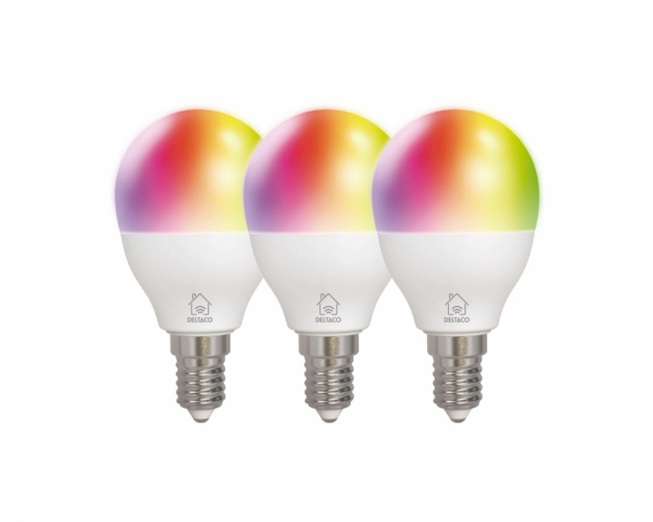  RGB-pærer, E14, G45, 5W, miniglobe, 3-pak