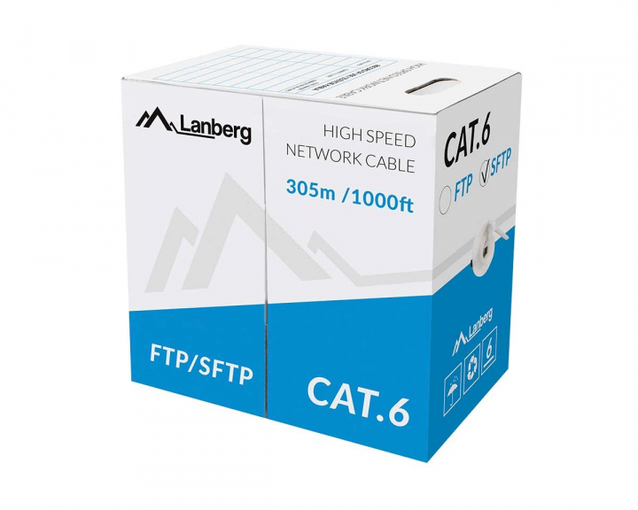 Lanberg 305 Meter Cat6 SFTP Netværkskabel & Installationkabel Grå (DEMO)
