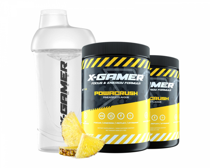 X-Gamer 2 x 600g X-Tubz Powacrush - 60 Portioner + Shaker