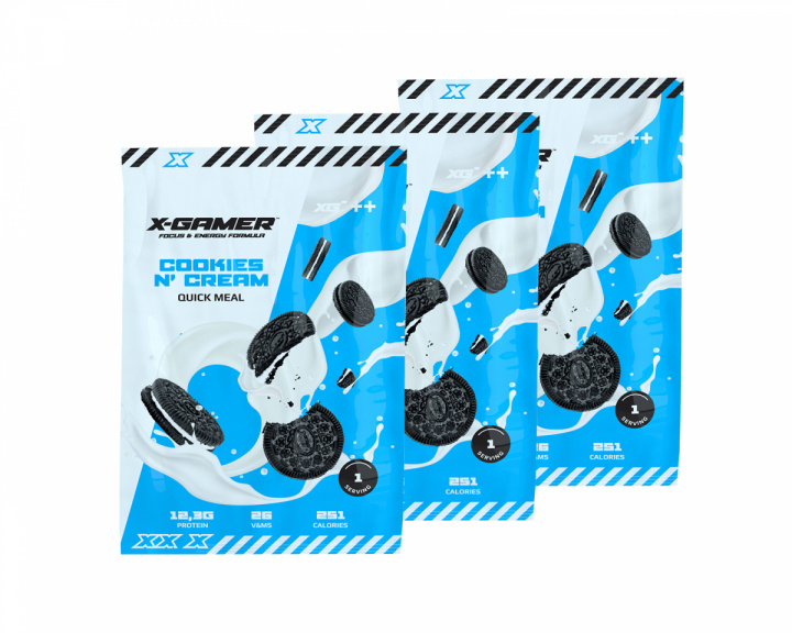 X-Gamer Quick Meal Pack - 3 Servings (210g) - Cookies & Cream