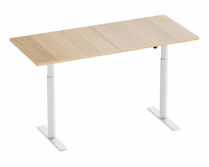 MaxMount Hæve Sænkebord Elektrisk Skrivebord 1600x700mm - Hvid/Egetræ