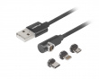 3in1 Premium Magnetisk Vinklet Kabel QC 3.0 - Sort