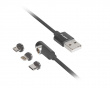 3in1 Premium Magnetisk Vinklet Kabel QC 3.0 - Sort