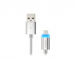 PRATI Ladekabel Micro USB til USB-A 2.0 - Silver LED 1m