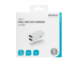 Dual USB Car Charger 12W, 2.4A - Hvid Biloplader