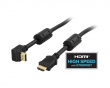 Vinklet HDMI Kabel High Speed with Ethernet, 4K, Ultra HD in 60Hz - Sort - 0.5m