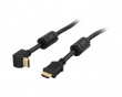 Vinklet HDMI Kabel High Speed with Ethernet - Sort - 5m