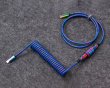 Premium Coiled Aviator Cable Type-C - Rainbow Plated Blue