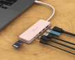 USB-C Multi-Port Hub med 60W Strømforsyning - Lyserød