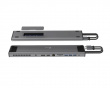 Dual-Monitor USB-C Dockingstation M.2 nvme med 9 porte - Grå