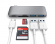 3-i-1 USB-C Pass Through USB Hub - Rumgrå