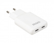 45W 2x USB-C Vægoplader - Slim White