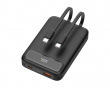 10.000 mAh Powerbank, duale USB-C-kabler - Sort