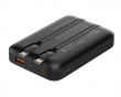 10.000 mAh Powerbank, duale USB-C-kabler - Sort