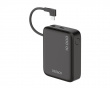 10.000 mAh Powerbank, indbygget stofkabel - Sort