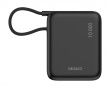 10.000 mAh Powerbank, indbygget stofkabel - Sort