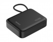 10.000 mAh Powerbank, indbygget stofkabel - Sort