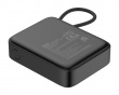 10.000 mAh Powerbank, indbygget stofkabel - Sort
