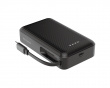 10.000 mAh Powerbank, Udtrækkeligt kabel 90 cm - Sort