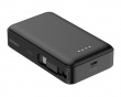 10.000 mAh Powerbank, Udtrækkeligt kabel 90 cm - Sort