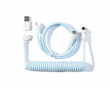 Coiled Aviator Kabel Angled 8K - Lyseblå