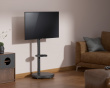 Heavy-Duty TV Gulvstativ med Mediehylde – Sort (DEMO)